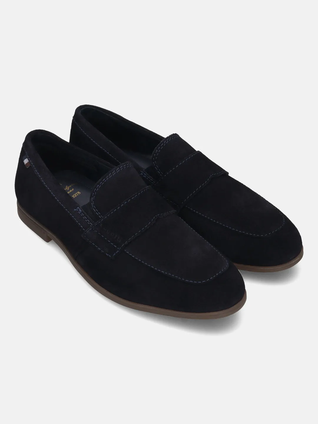 bugatti Dark Blue Premium Leather Slip-On