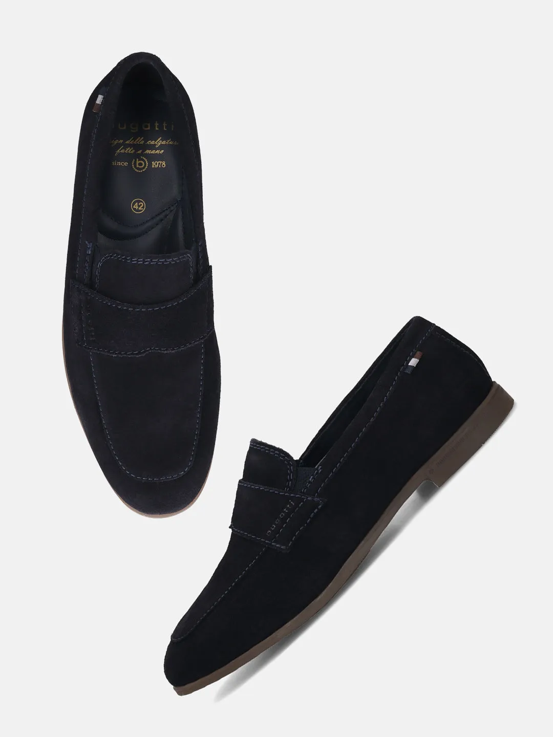bugatti Dark Blue Premium Leather Slip-On