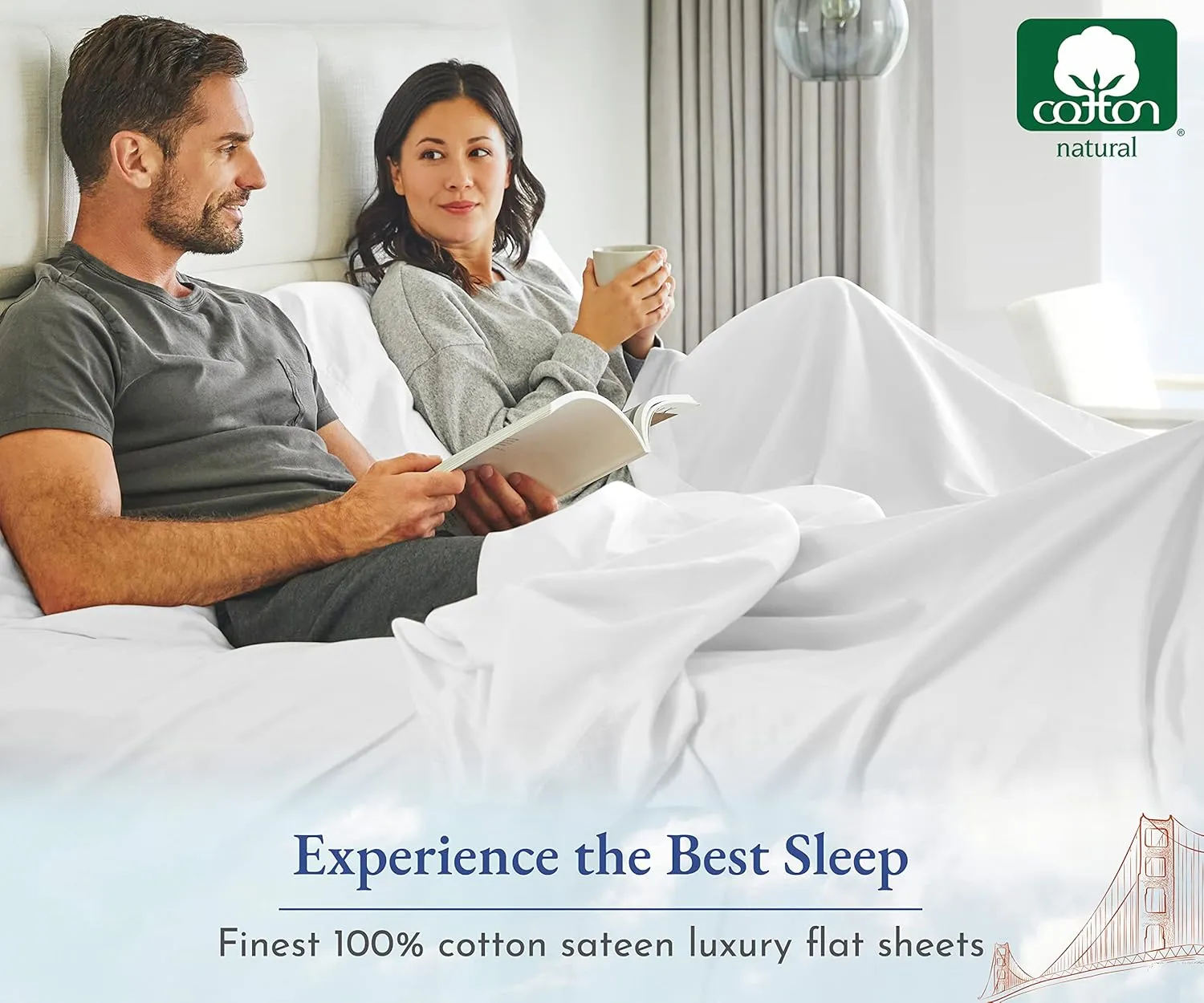 California Design Den Full Size Flat Sheet Only - 400 Thread Count 100% Cotton Sateen, Durable, Breathable and Cooling Bed Sheets - White