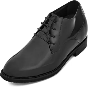 CALTO Men's Invisible Height Increasing Elevator Shoes - Black Patent Leather Lace-up Formal Dress Oxfords - 3.4 Inches Taller - K8010 - Size 10 D(M) US
