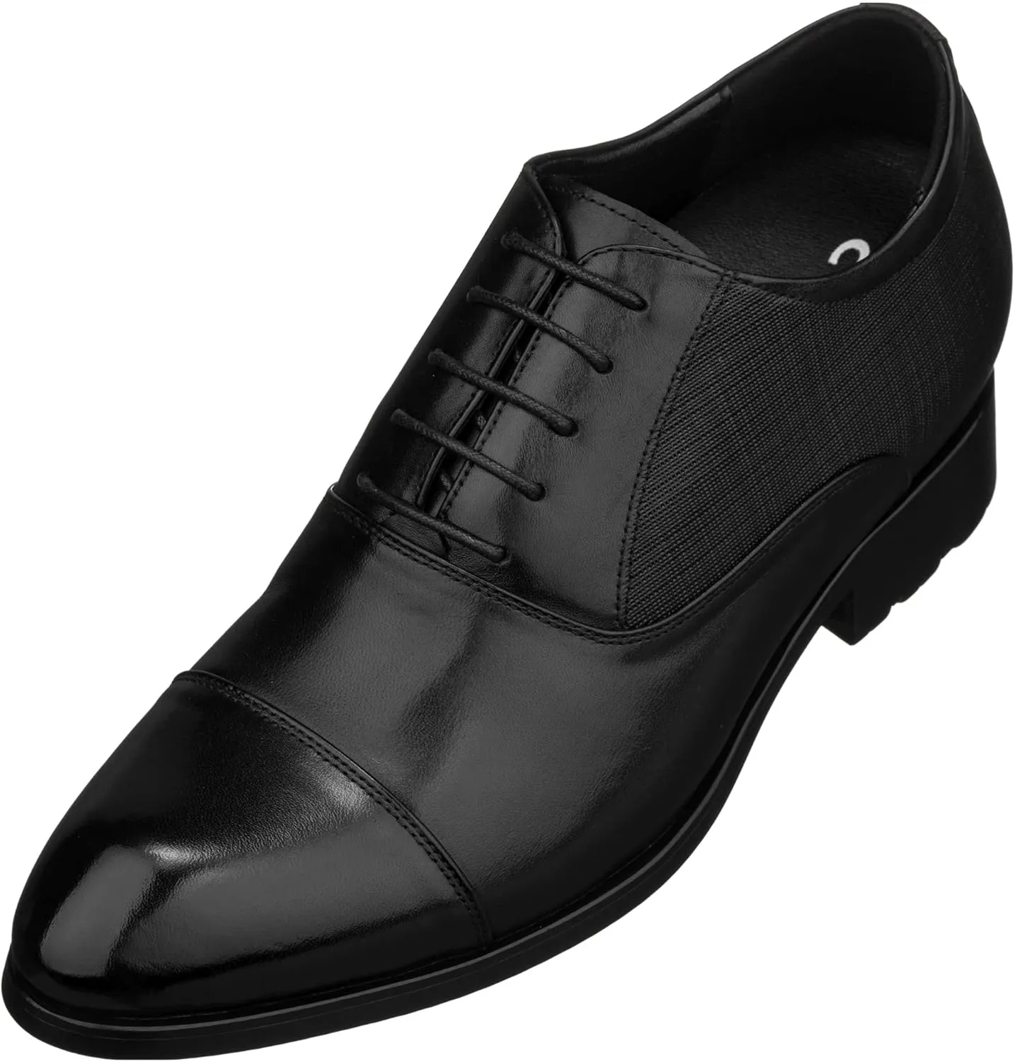 CALTO Men's Invisible Height Increasing Elevator Shoes - Black Premium Leather Lace-up Formal Derby Oxfords - 3 Inches Taller - Y6710 - Size 8 D(M) US