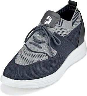 CALTO Men's Invisible Height Increasing Elevator Shoes - Iron Gray/Glacier Gray Ultra Light-Weight Lace-up Knitted Sporty Sneaker Walker - 2.8 Inches Taller - X1341 - Size 12 D(M) US