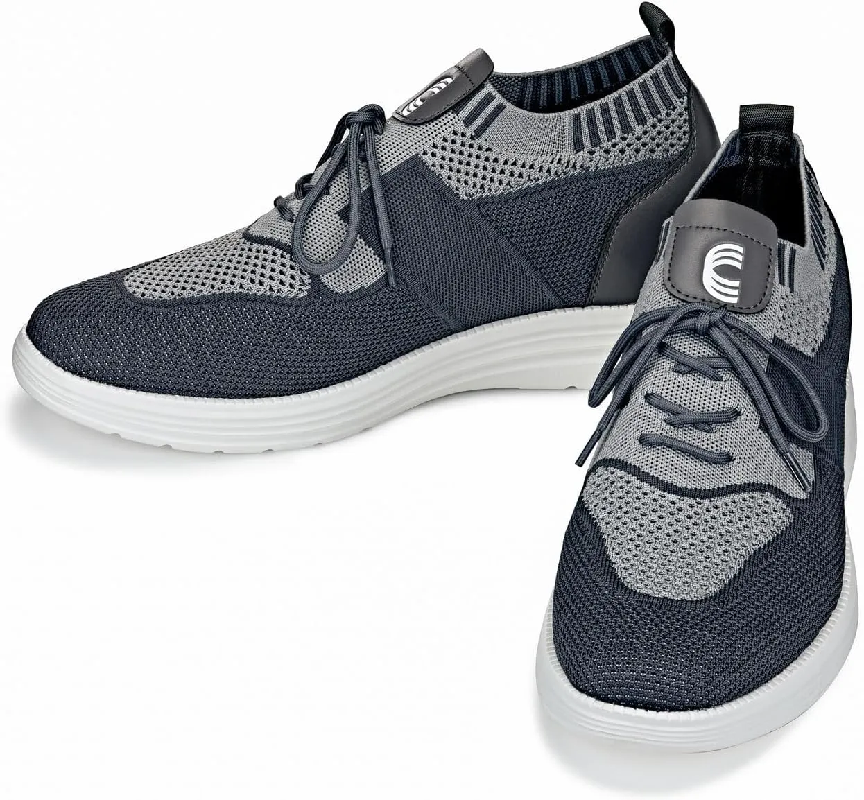 CALTO Men's Invisible Height Increasing Elevator Shoes - Iron Gray/Glacier Gray Ultra Light-Weight Lace-up Knitted Sporty Sneaker Walker - 2.8 Inches Taller - X1341 - Size 12 D(M) US