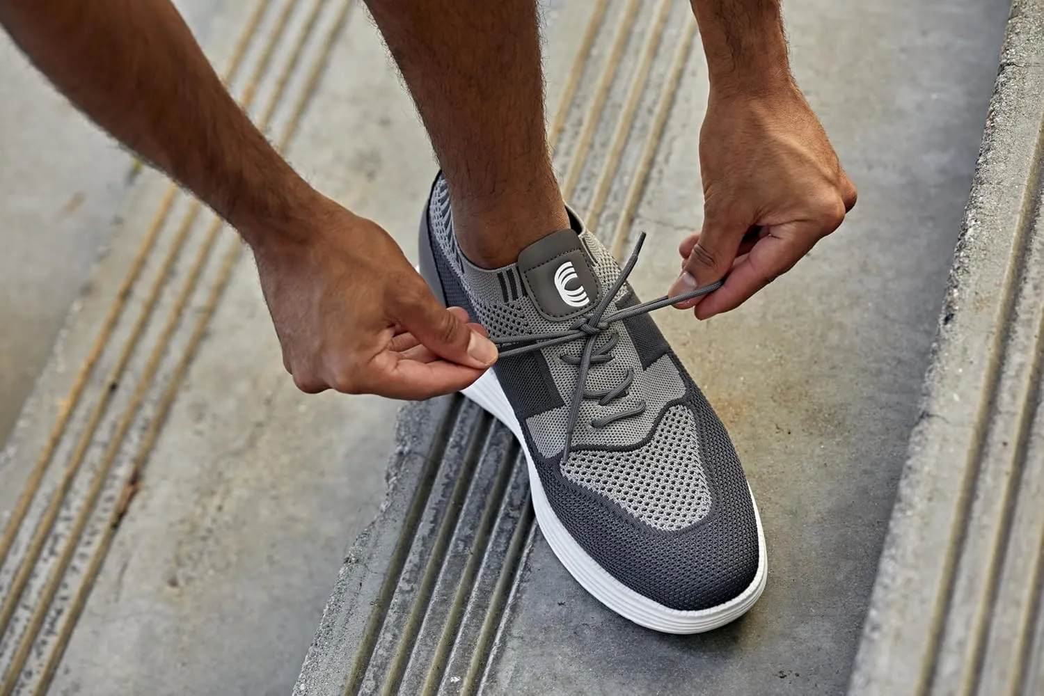 CALTO Men's Invisible Height Increasing Elevator Shoes - Iron Gray/Glacier Gray Ultra Light-Weight Lace-up Knitted Sporty Sneaker Walker - 2.8 Inches Taller - X1341 - Size 12 D(M) US