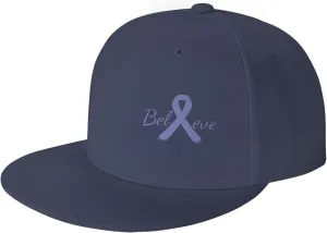Cancer Believe Stomach Cancer Periwinkle Ribbon Fashion Flat Cap Adujstable Men Women Baseball Caps Outdoor Navy Blue