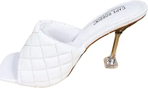 Cape Robbin Rafa Blue Aqua Quilted Stiletto Mule Square Toe Heels Pumps Sandals
