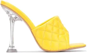 Cape Robbin Rafa Blue Aqua Quilted Stiletto Mule Square Toe Heels Pumps Sandals