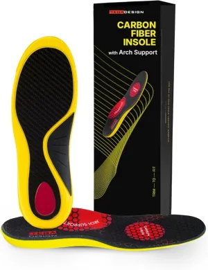Carbon Fiber Insole with Arch Support – Plantar Fasciitis, Flat Feet, Heel Pain, Overpronation Relief, Running & Sports - Memory Foam & Breathable Fabric - Deep Heel Cup - All Day Comfort and Support