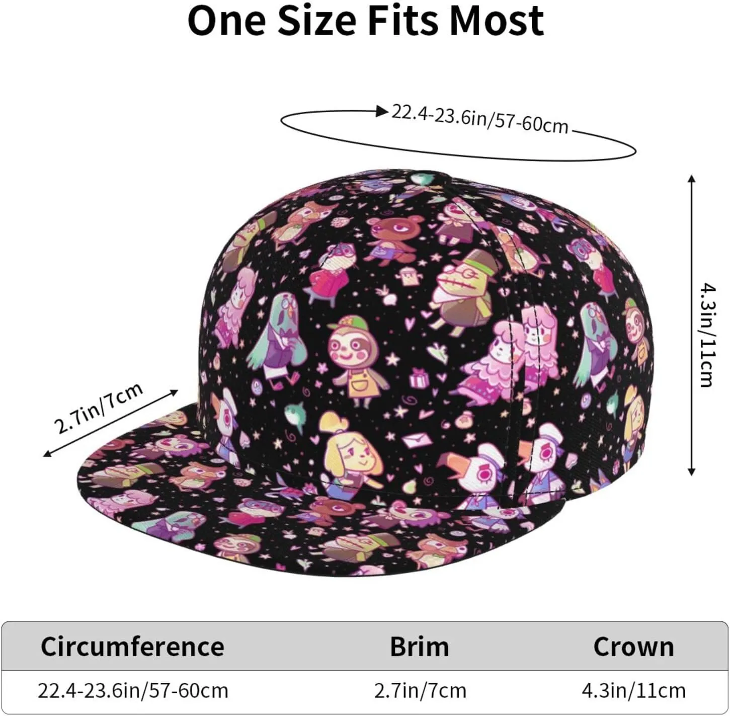 Cartoon Animal Baseball Cap for Men Women Classic Snapback Hip Hop Flat Bill Brim Adjustable Visor Beach Trucker Hat