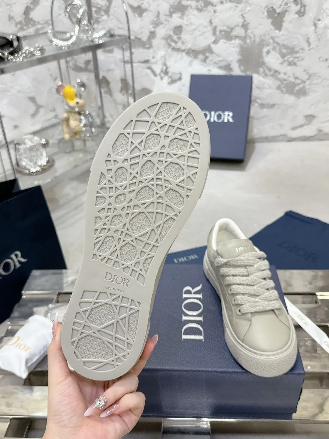 CD B33 Sneaker 30mm In Light Grey Monogram Calfskin 100558