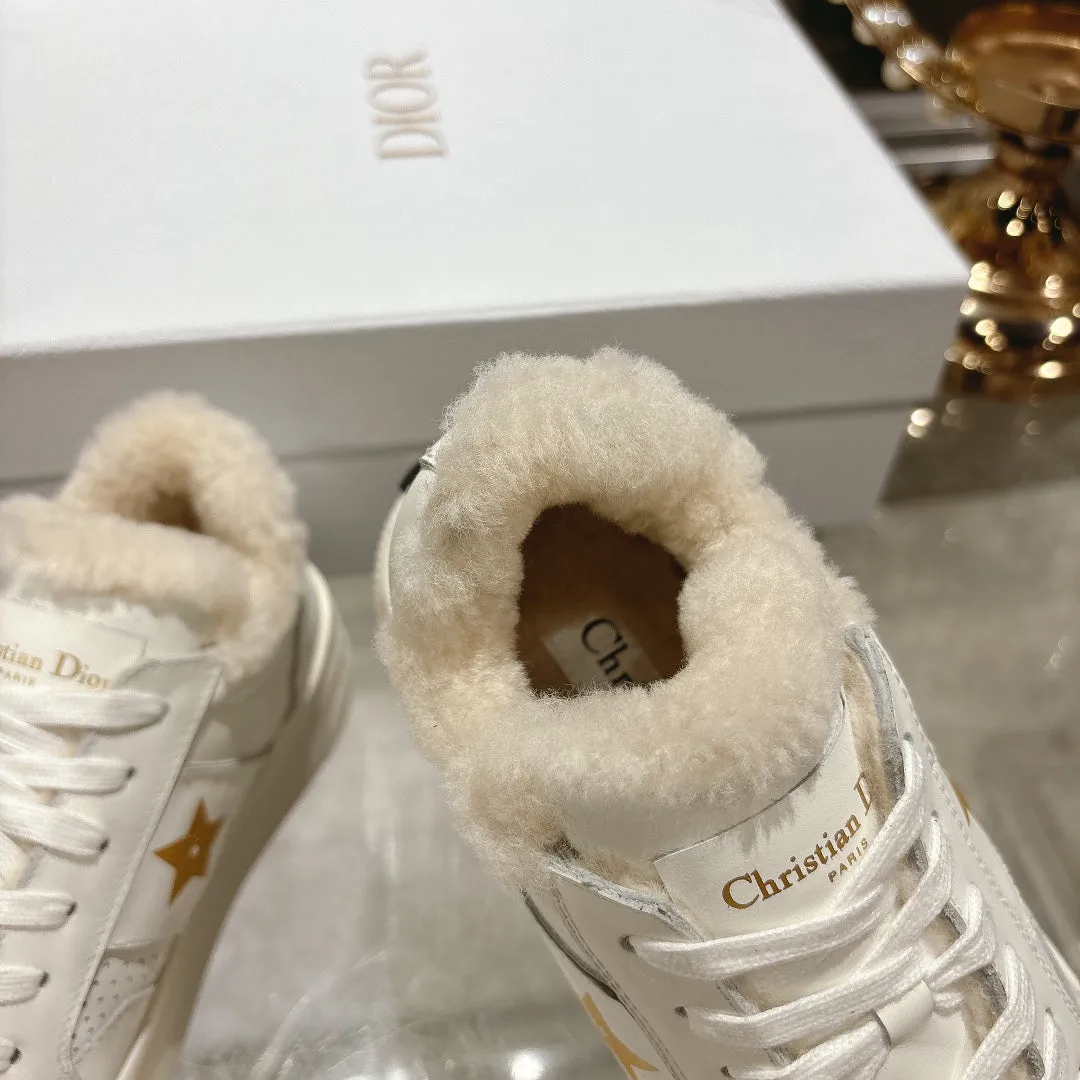 CD Dior Star Platform Sneaker In White Cowhide 996422