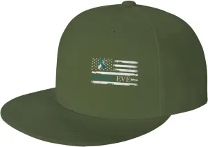 Cervical Cancer Believe American Flag Teal White Ribbon Fashion Flat Cap Adujstable Men Women Baseball Caps Outdoor