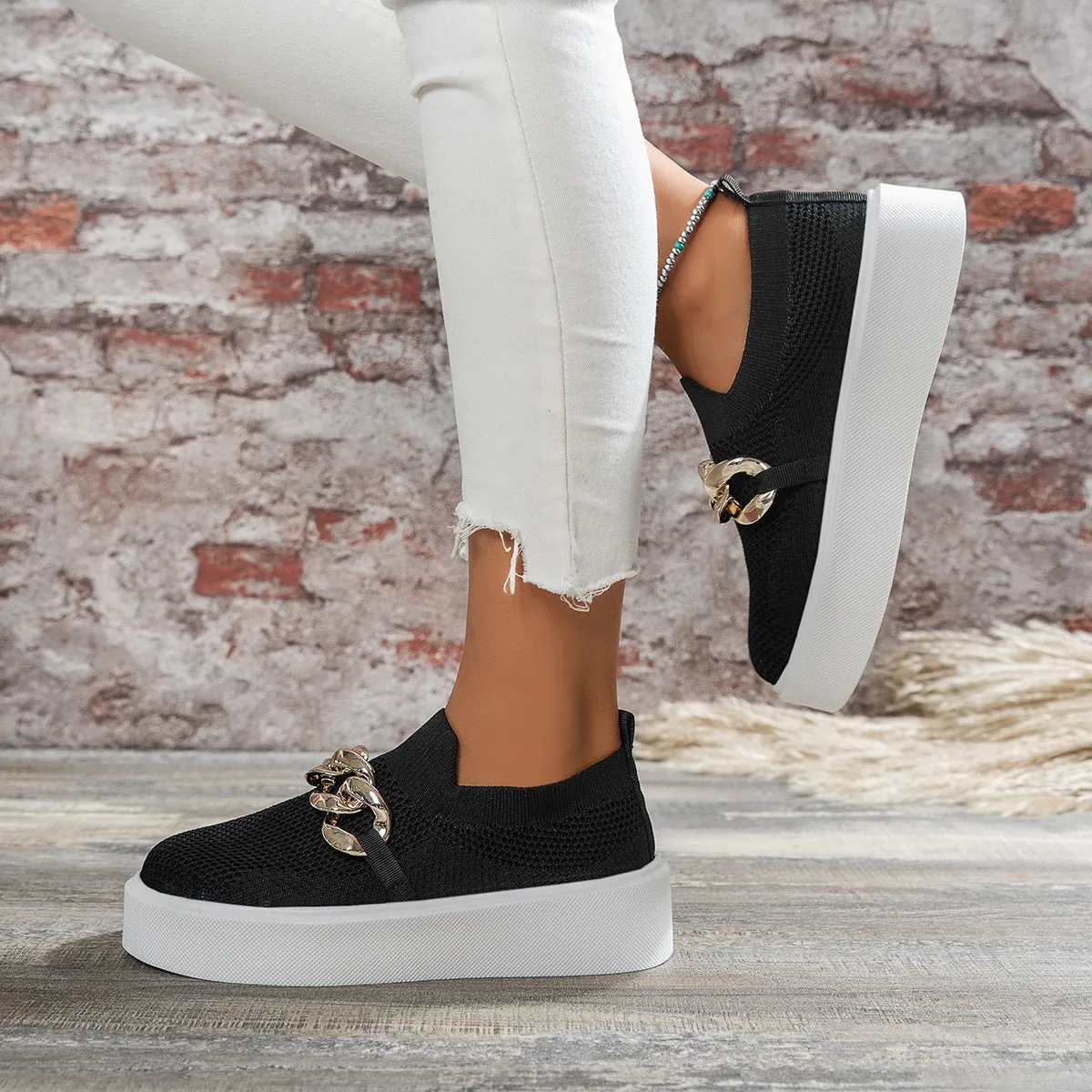 Chained Flat Breathable Mesh Shoes