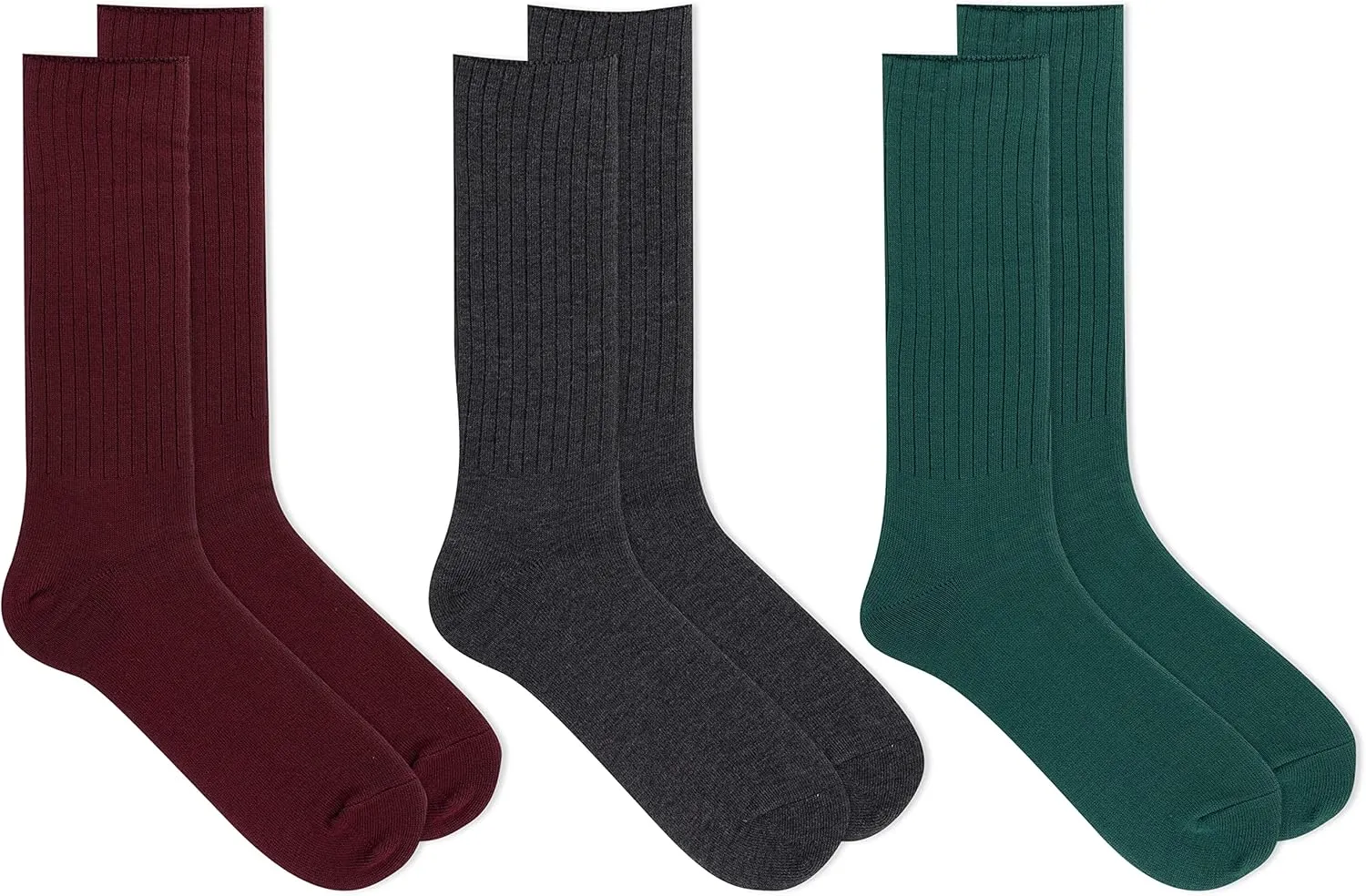 Chaps Men's Solid Color Casual True Rib Crew Socks-1-6 Pair Packs-Cotton Comfort and Breathable Mesh