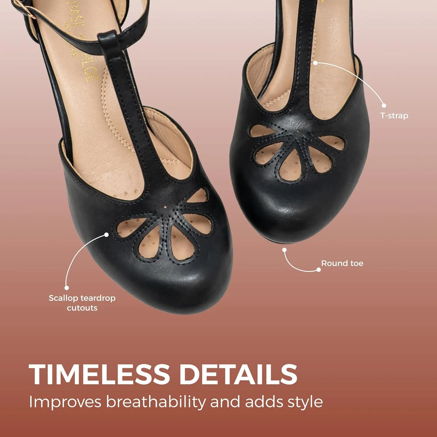 Chase & Chloe Women Mary Jane Oxford Pumps - Cute Low Kitten Heels - Retro Round Toe Shoe with Ankle Strap