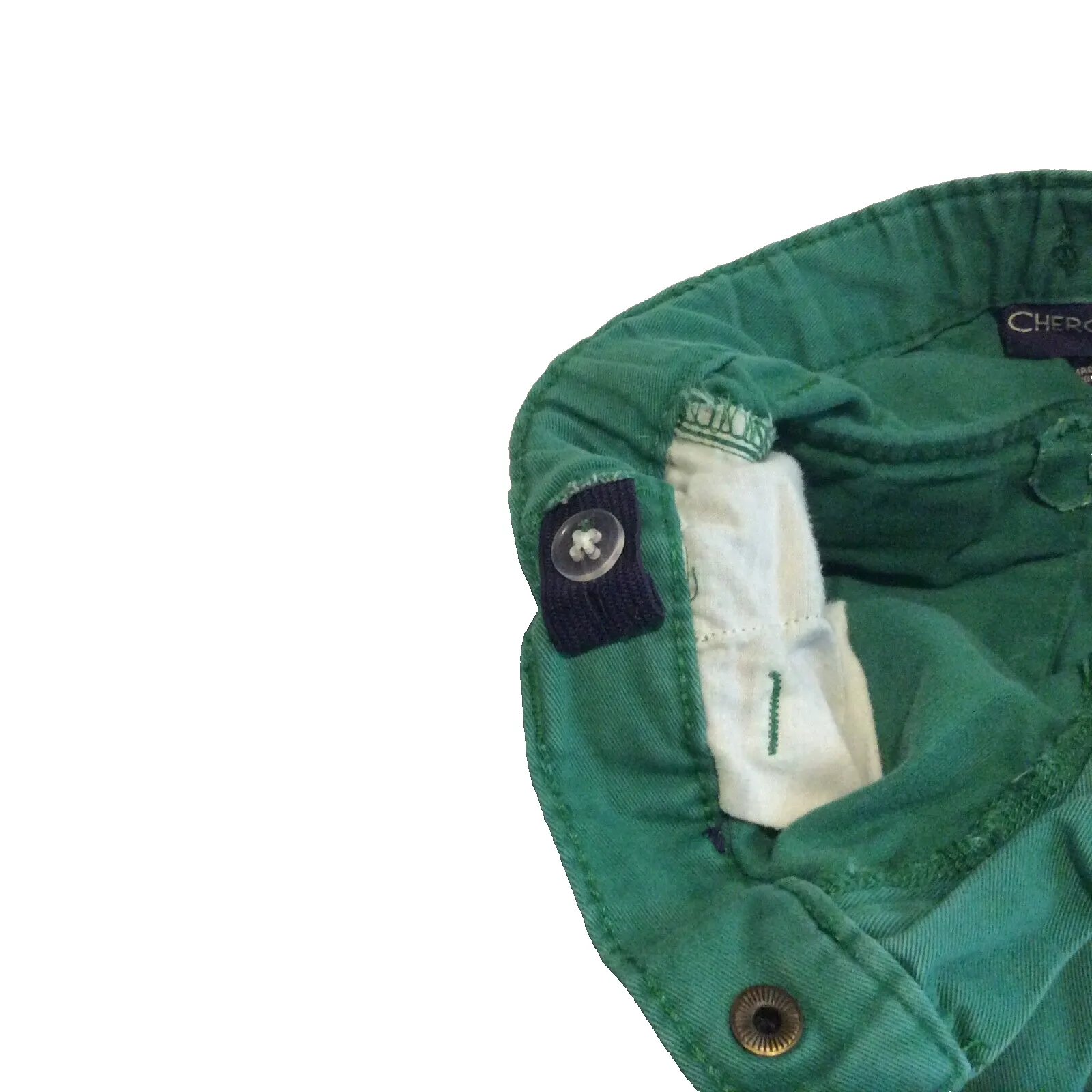 Cherokee Chino Shorts Size 5T Flat Front Adjustable Waist Green Pockets Zipper