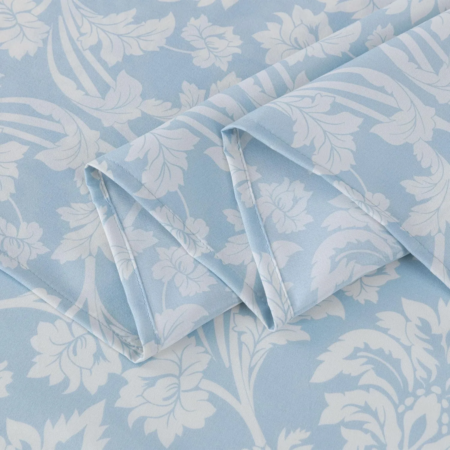 Chezmoi Collection 4-Piece Ivy Floral Medallion Bed Sheet Set, Queen Size - Blue/White Floral Printed Microfiber Soft Breathable Deep Pocket Sheets and Pillowcases Set