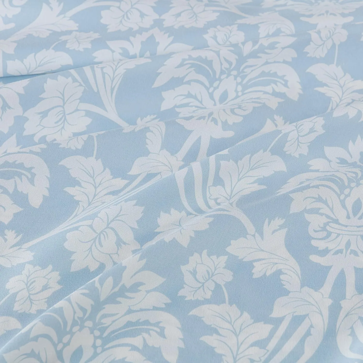 Chezmoi Collection 4-Piece Ivy Floral Medallion Bed Sheet Set, Queen Size - Blue/White Floral Printed Microfiber Soft Breathable Deep Pocket Sheets and Pillowcases Set