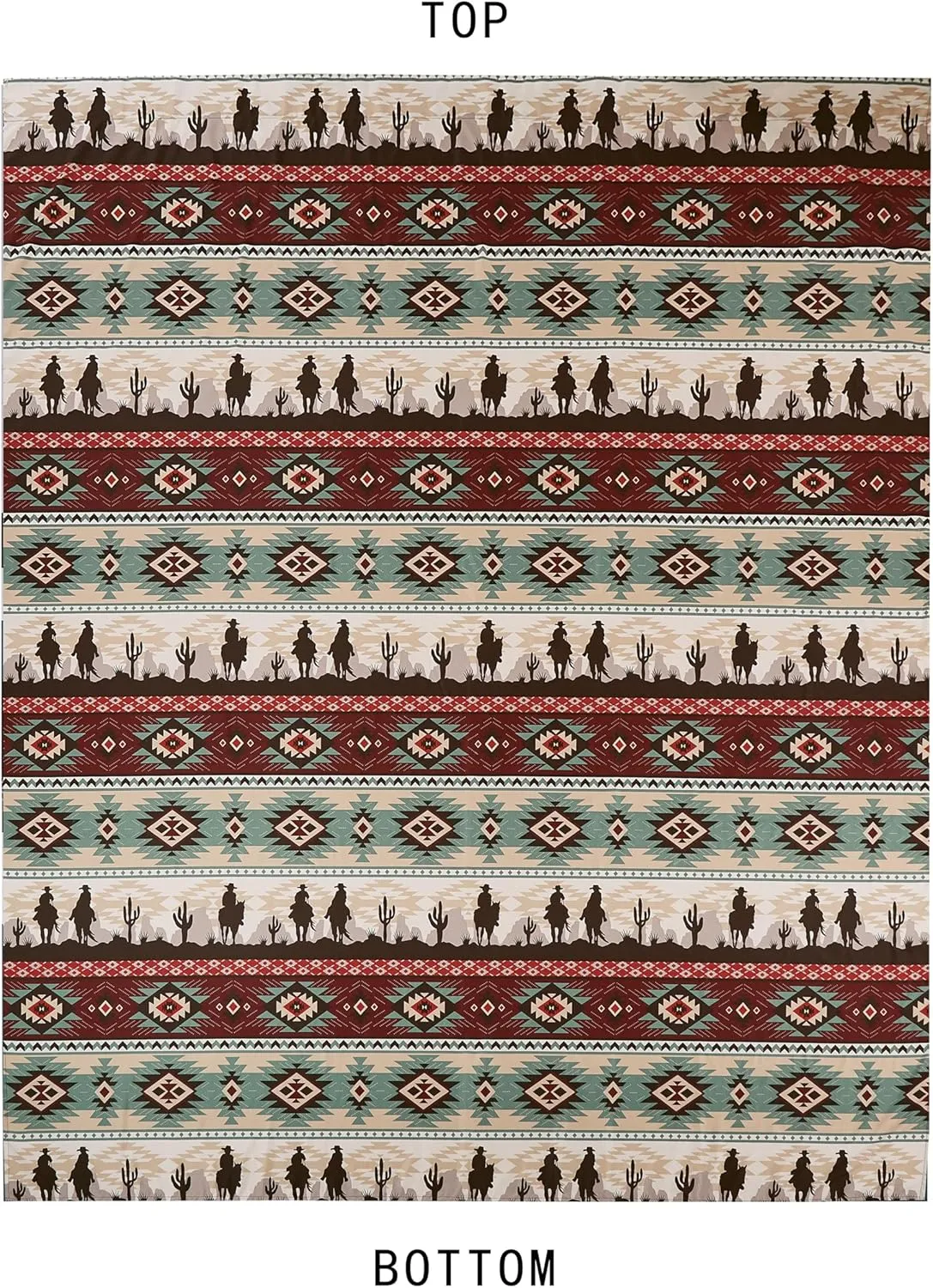 Chezmoi Collection 4-Piece Southwestern Cowboys Aztec Sheet Set Queen - Multicolor Teal Brown Beige Tan Red Printed Brushed Microfiber Lightweight Breathable Deep Pocket Bed Sheets