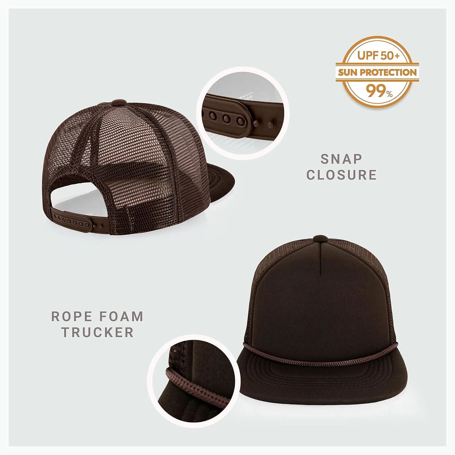 CHOK.LIDS Flat Bill Foam Top Hats for Men and Women Adjustable Snapback Trucker Hat Trendy Color Flat Brim Mesh Baseball Cap