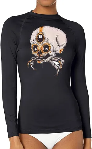 CHOO Women's Pirate Skull Uv-Protected Sports Fitted Shirt Skin Tee for Fishing, Large