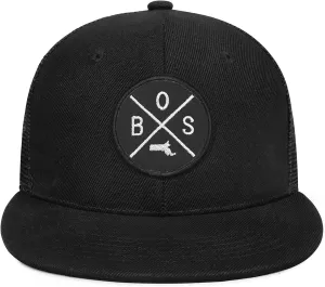 City Flat Brim Snapback Trucker Hat Mesh Hip Hop Flat Bill hat for Men & Women Unite State Adjustable Baseball Cap