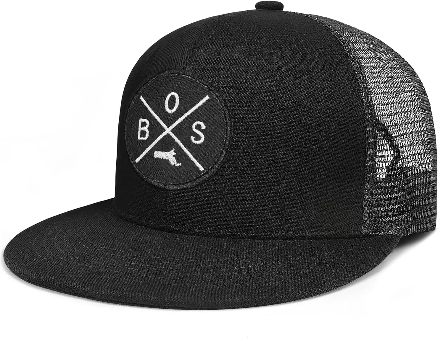 City Flat Brim Snapback Trucker Hat Mesh Hip Hop Flat Bill hat for Men & Women Unite State Adjustable Baseball Cap