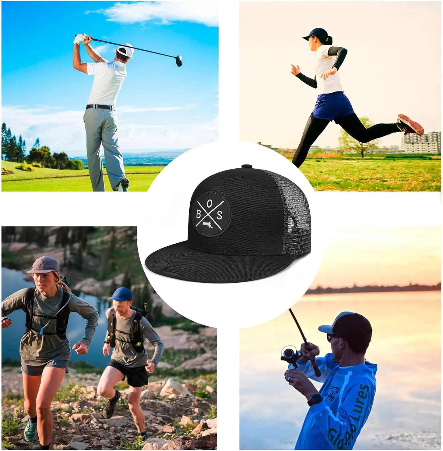 City Flat Brim Snapback Trucker Hat Mesh Hip Hop Flat Bill hat for Men & Women Unite State Adjustable Baseball Cap