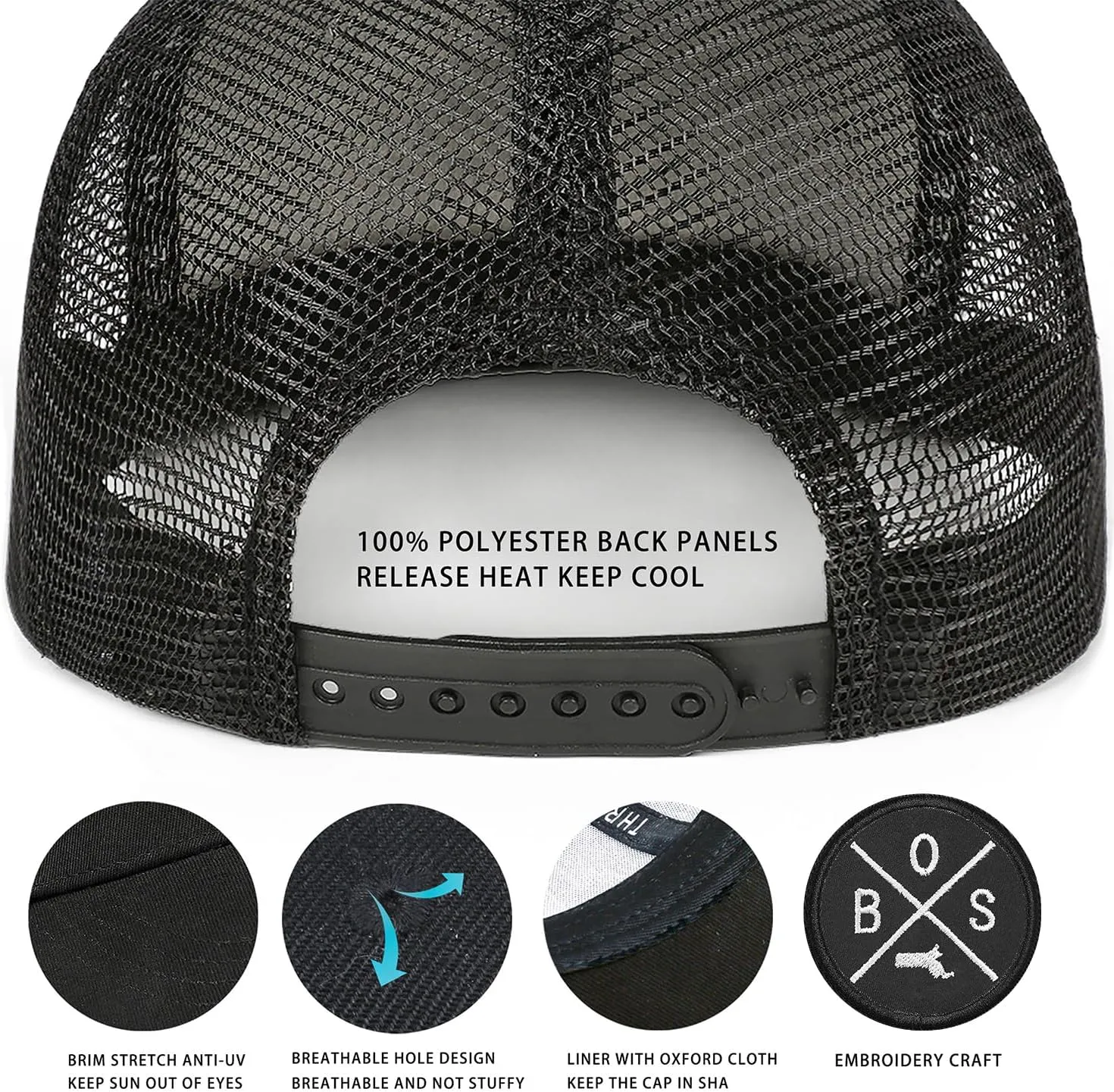 City Flat Brim Snapback Trucker Hat Mesh Hip Hop Flat Bill hat for Men & Women Unite State Adjustable Baseball Cap