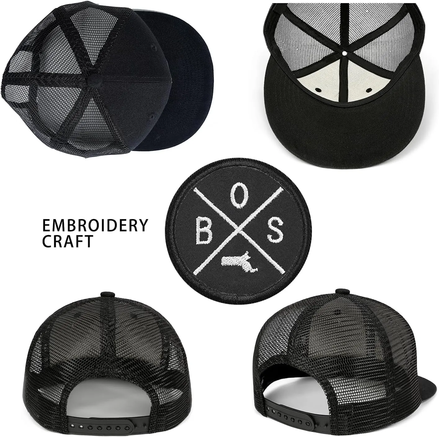 City Flat Brim Snapback Trucker Hat Mesh Hip Hop Flat Bill hat for Men & Women Unite State Adjustable Baseball Cap