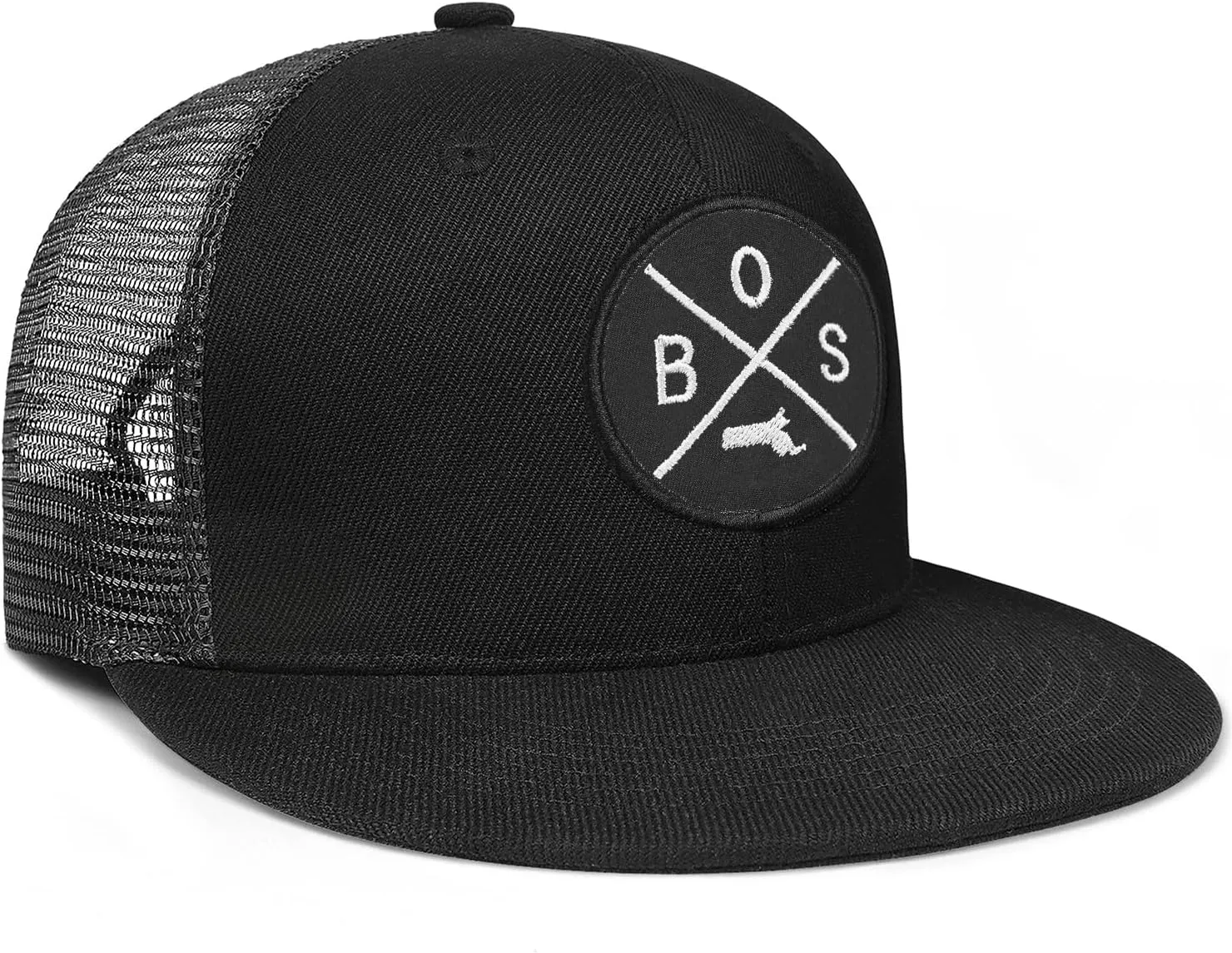 City Flat Brim Snapback Trucker Hat Mesh Hip Hop Flat Bill hat for Men & Women Unite State Adjustable Baseball Cap