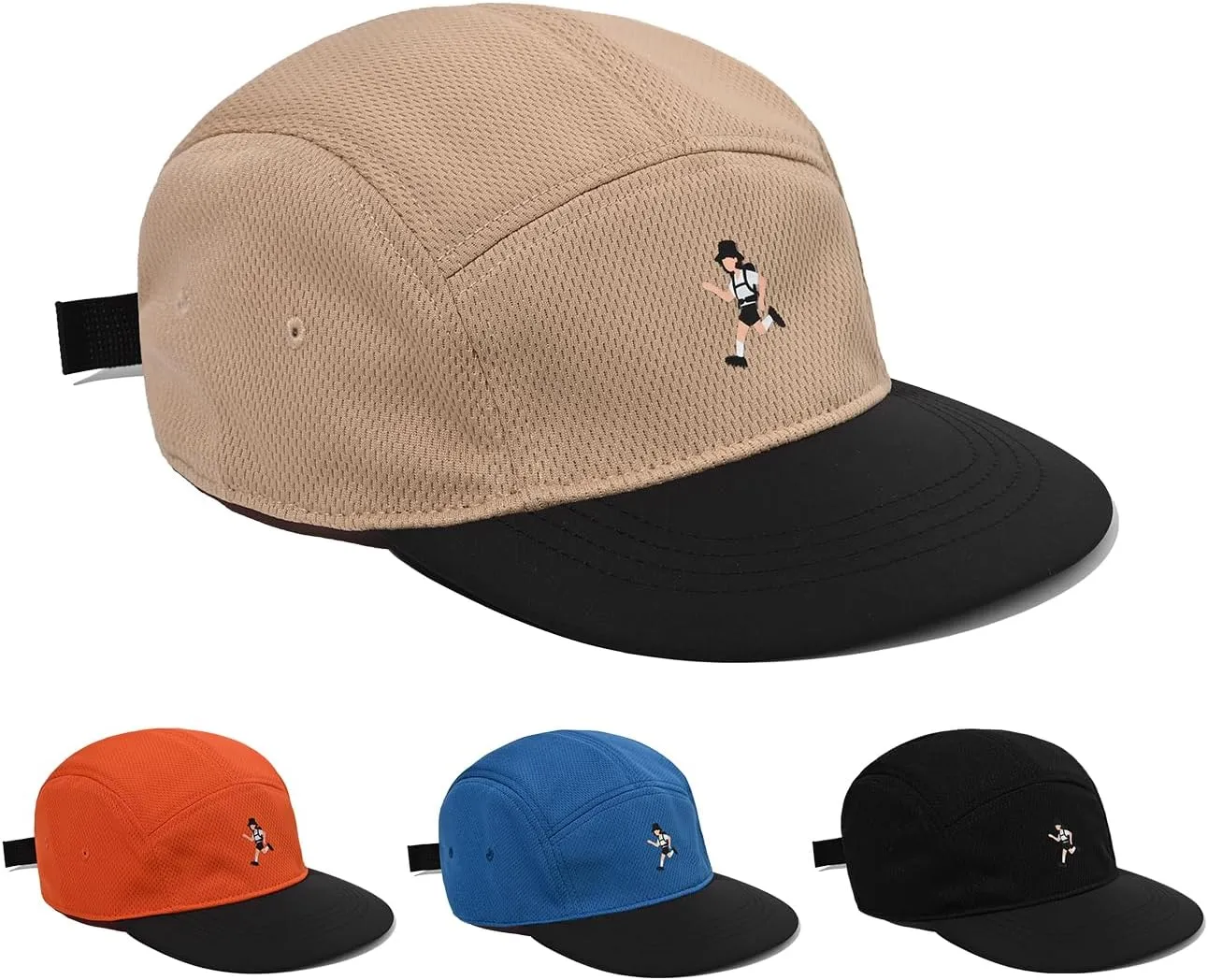 Clakllie Quick Dry 5 Panel Hat for Men Summer Mesh Baseball Cap Flat Brim Trucker Hats Breathable Golf Dad Hats Camping Hat