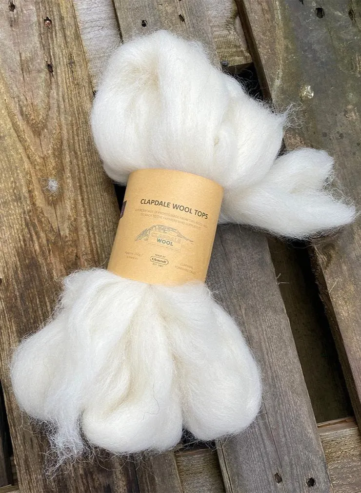 Clapdale Wool Carded Yorkshire Wool Tops 100g