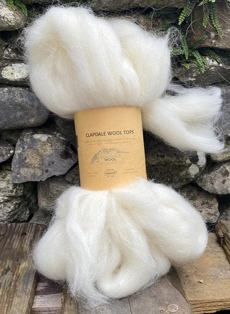 Clapdale Wool Carded Yorkshire Wool Tops 100g