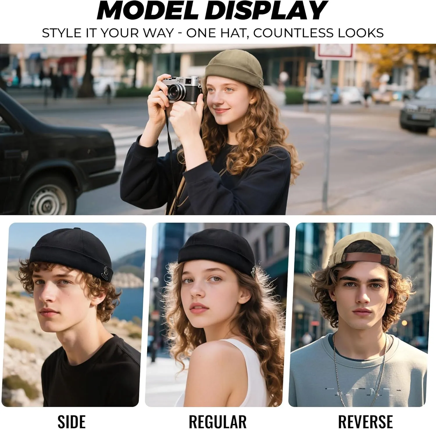 CLAPE Beanie Docker Cap Mens Brimless Hats Sailor Fisherman No Visor Cap Rolled Cuff Harbour Hat Casual Skull Caps