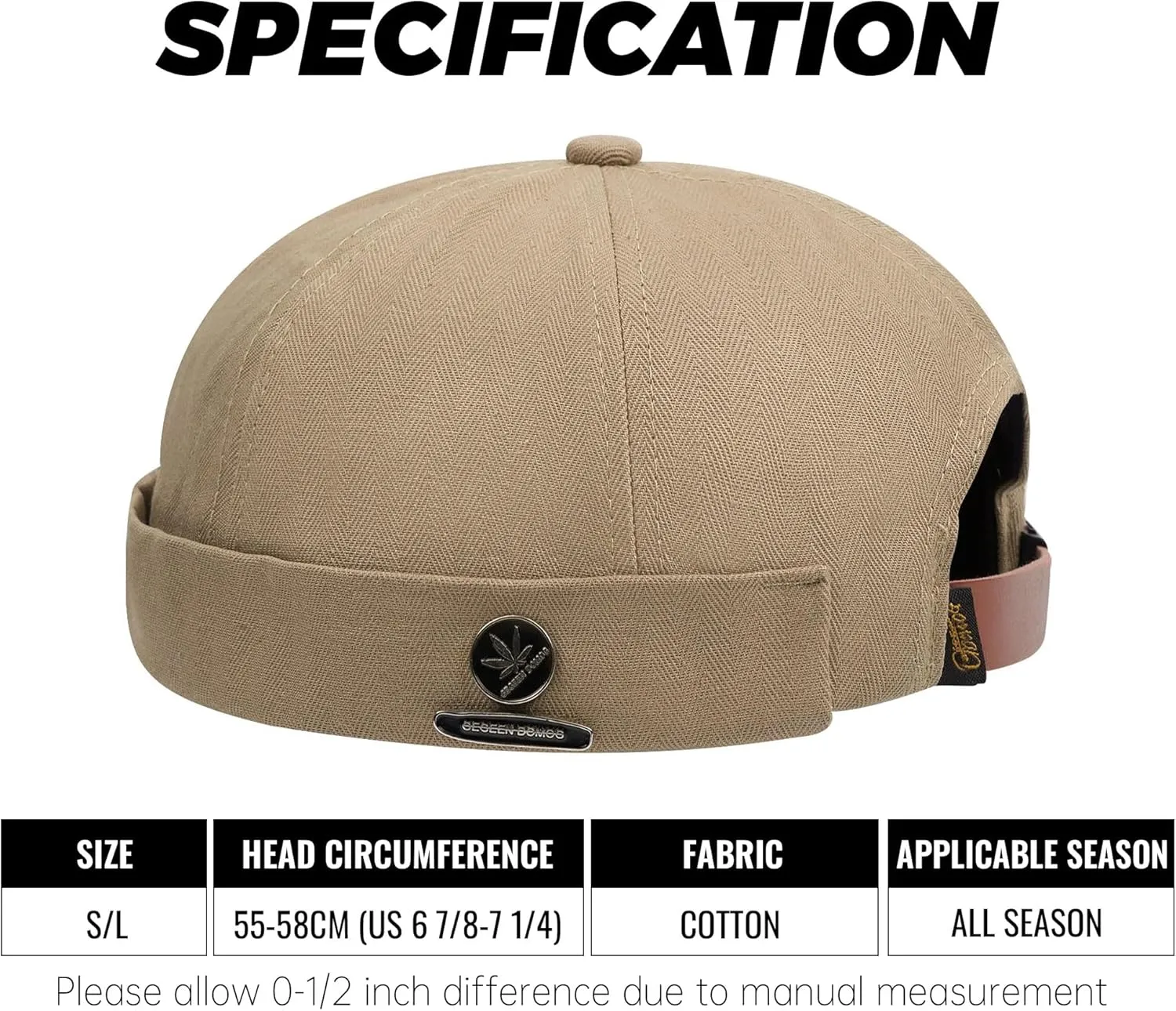 CLAPE Beanie Docker Cap Mens Brimless Hats Sailor Fisherman No Visor Cap Rolled Cuff Harbour Hat Casual Skull Caps
