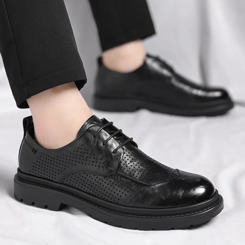 Classic Lace-up Formal Tuxedo Shoes Men's Classic Lace-up Formal Low Mesh Oxfords for Summer Men Hand Sewn Shoes