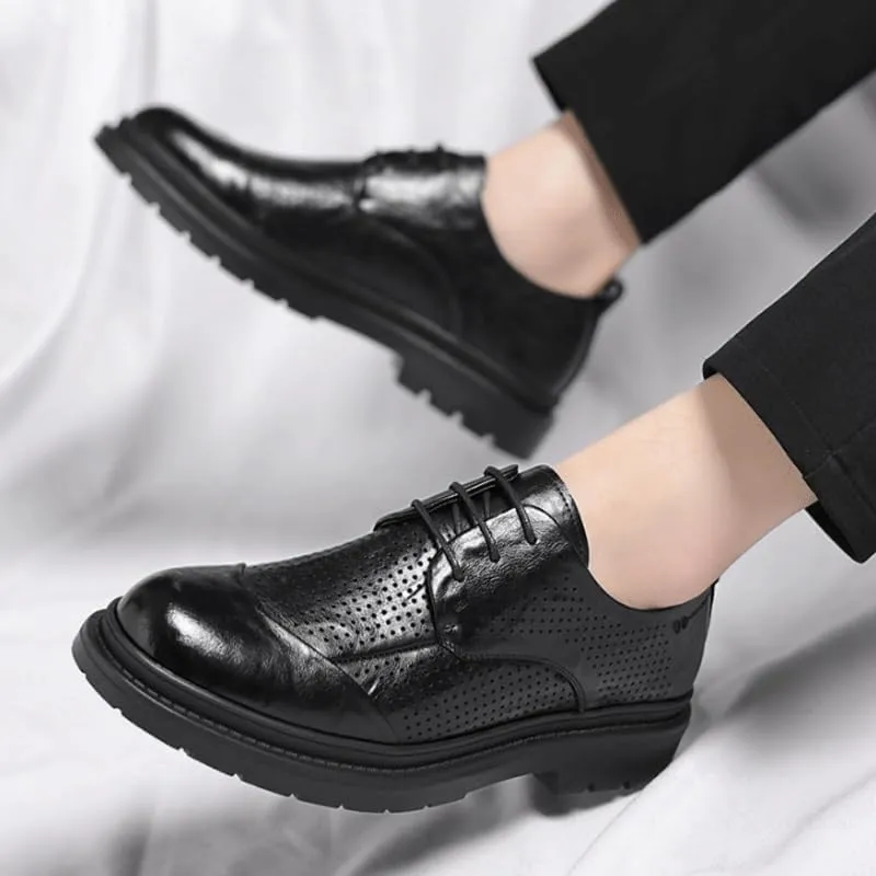 Classic Lace-up Formal Tuxedo Shoes Men's Classic Lace-up Formal Low Mesh Oxfords for Summer Men Hand Sewn Shoes