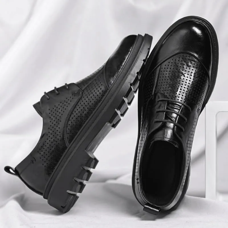 Classic Lace-up Formal Tuxedo Shoes Men's Classic Lace-up Formal Low Mesh Oxfords for Summer Men Hand Sewn Shoes