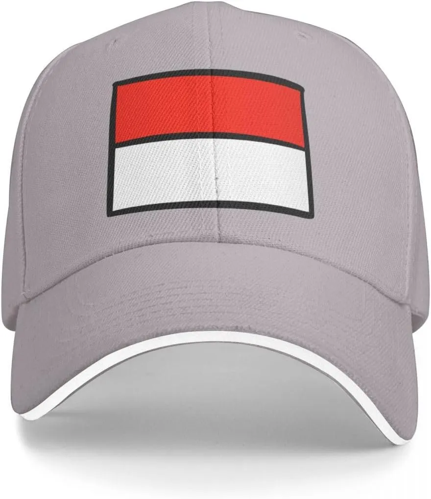 Classic Sandwich Baseball Cap-Indonesia Flag Flat Pattern Adjustable Unisex Sports Hat for Running Outdoor Four Seasons Comfo