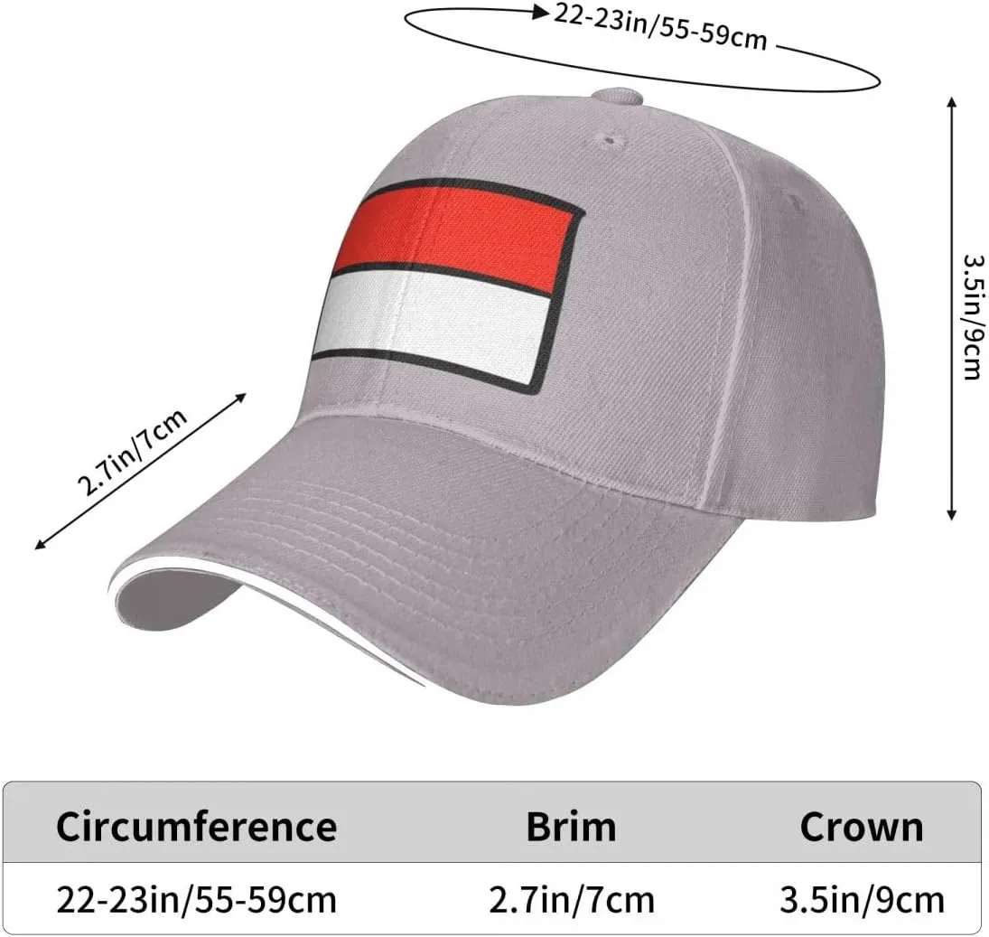 Classic Sandwich Baseball Cap-Indonesia Flag Flat Pattern Adjustable Unisex Sports Hat for Running Outdoor Four Seasons Comfo