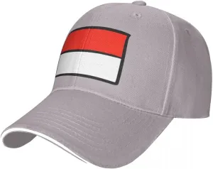 Classic Sandwich Baseball Cap-Indonesia Flag Flat Pattern Adjustable Unisex Sports Hat for Running Outdoor Four Seasons Comfo