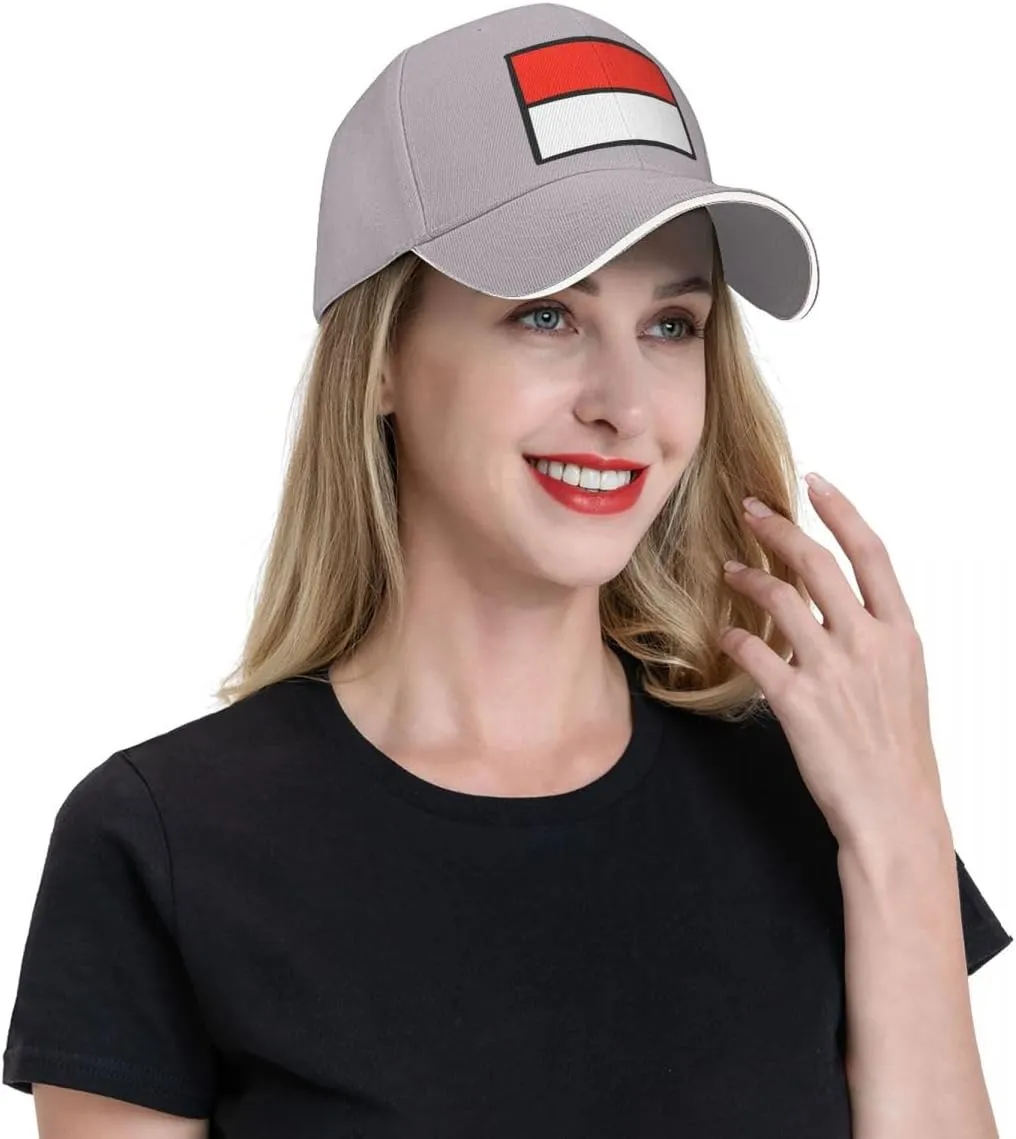 Classic Sandwich Baseball Cap-Indonesia Flag Flat Pattern Adjustable Unisex Sports Hat for Running Outdoor Four Seasons Comfo