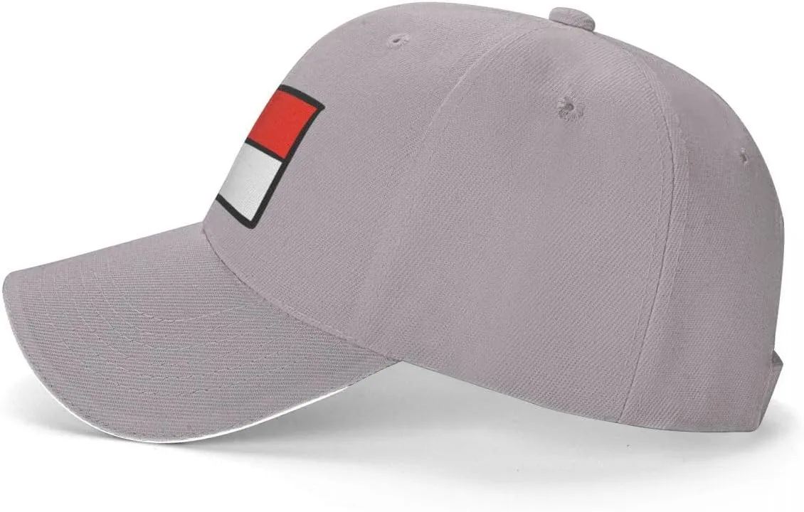 Classic Sandwich Baseball Cap-Indonesia Flag Flat Pattern Adjustable Unisex Sports Hat for Running Outdoor Four Seasons Comfo