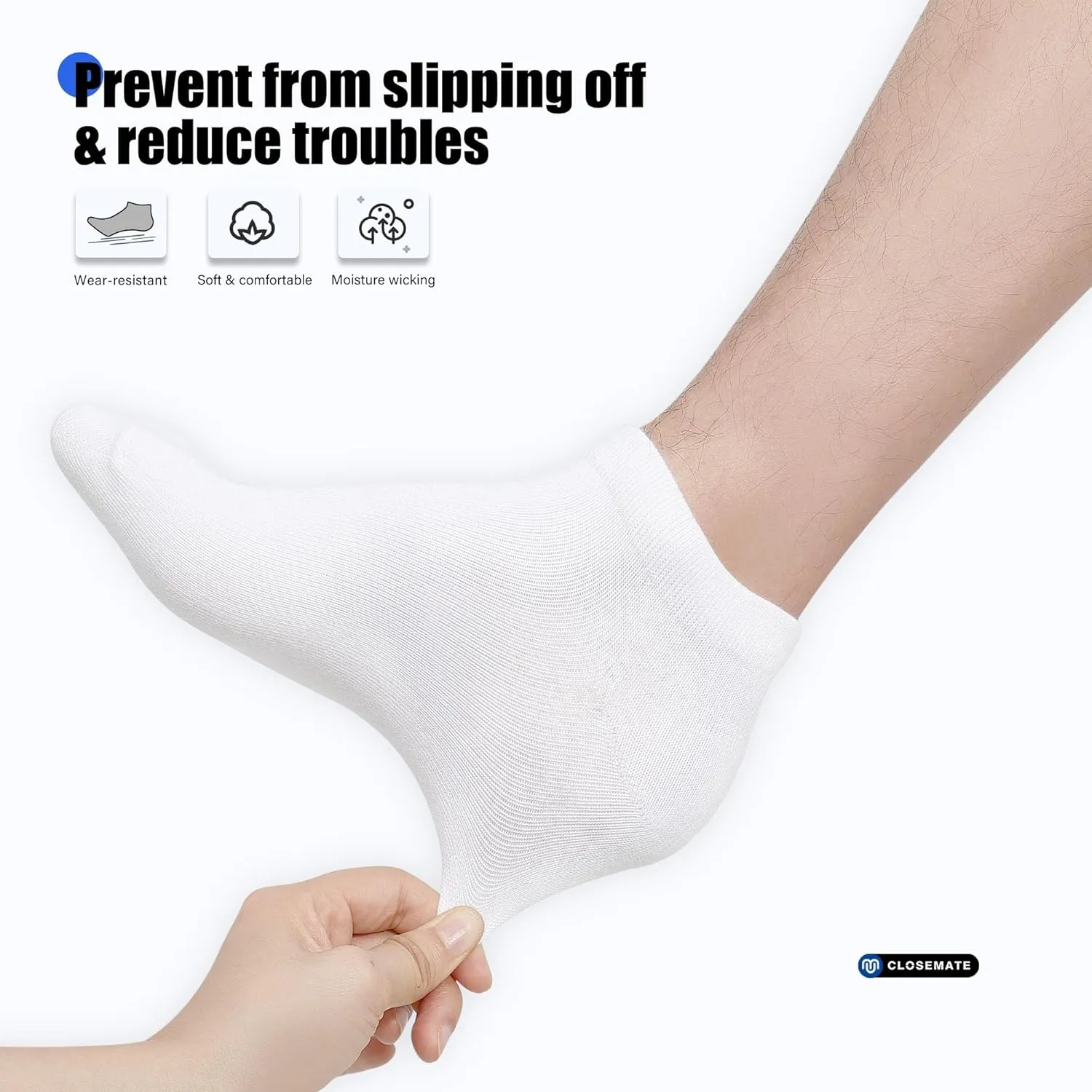 CLOSEMATE 10 Pairs Ankle Socks for Men Women Cotton Comfortable Non Slip Low Cut for Casual