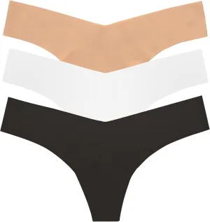 commando - Classic Solid Thong (3-pack) | Seamless No Show Thong | Comfortable, Lay-Flat Edges | Machine Washable