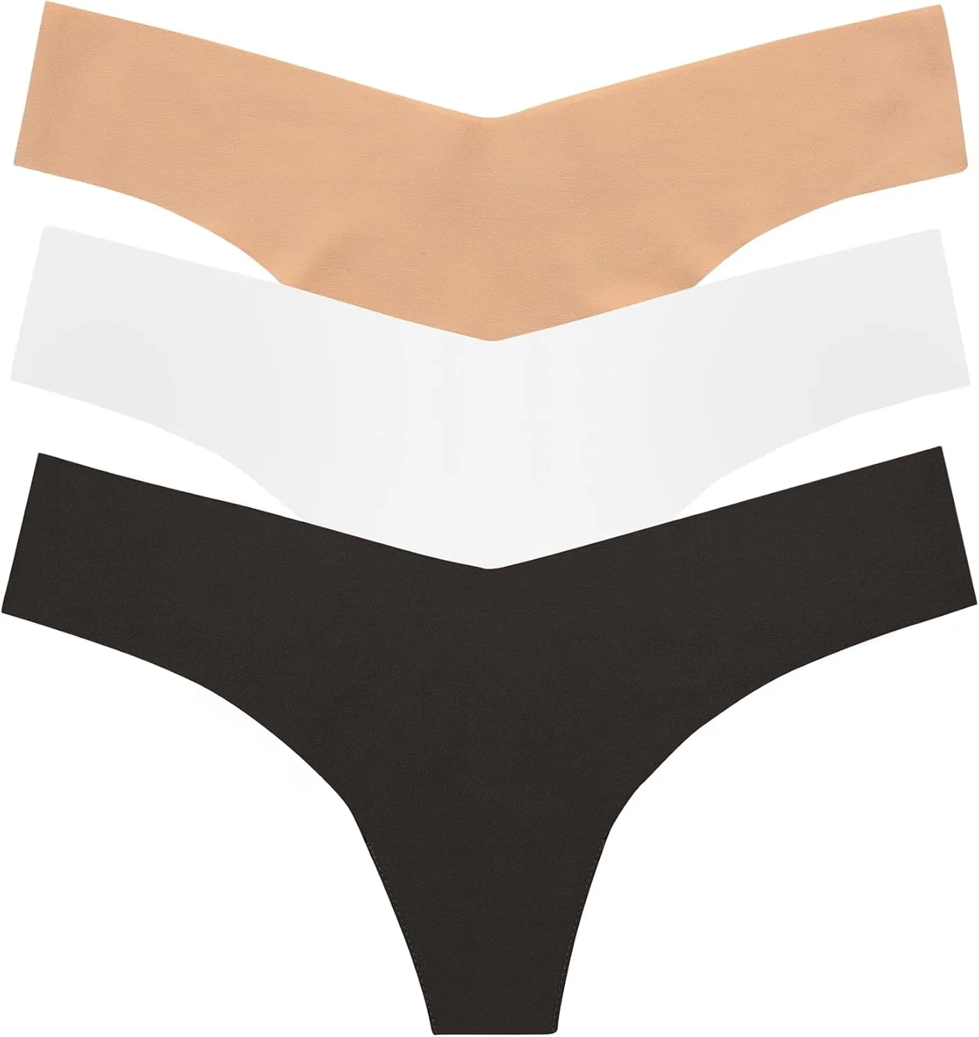 commando - Classic Solid Thong (3-pack) | Seamless No Show Thong | Comfortable, Lay-Flat Edges | Machine Washable