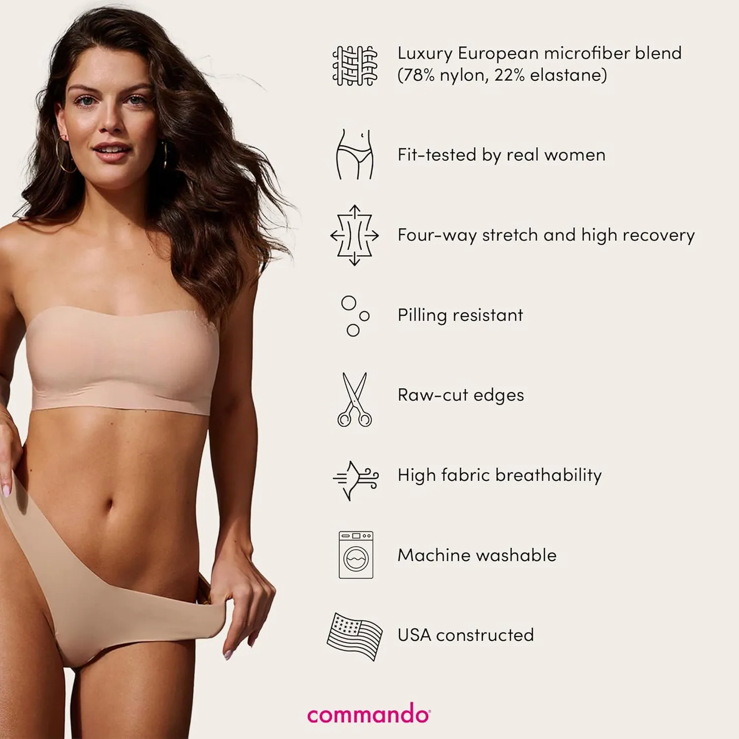 commando - Classic Solid Thong (3-pack) | Seamless No Show Thong | Comfortable, Lay-Flat Edges | Machine Washable