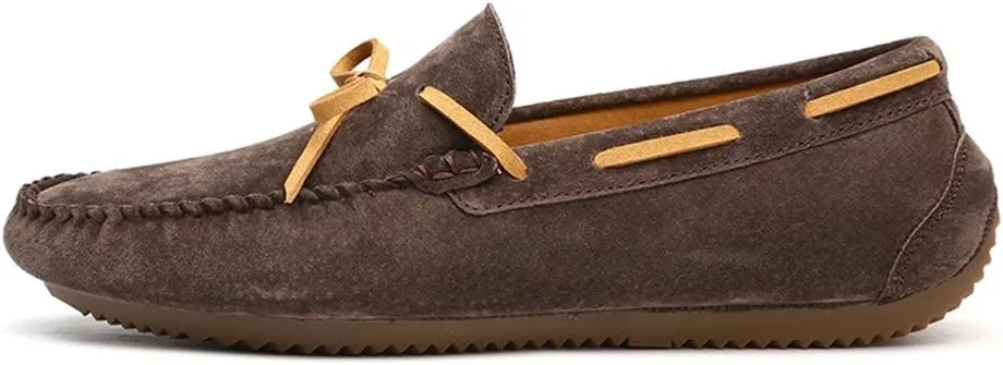 Comodish Men's Drive Loafers for Casual Leather Frosted with Breathable Flat Soles Boat Moccasins