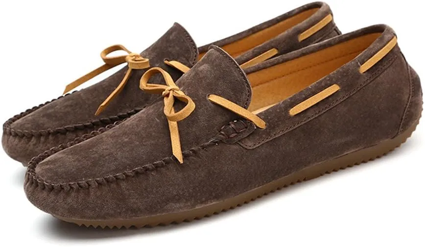 Comodish Men's Drive Loafers for Casual Leather Frosted with Breathable Flat Soles Boat Moccasins